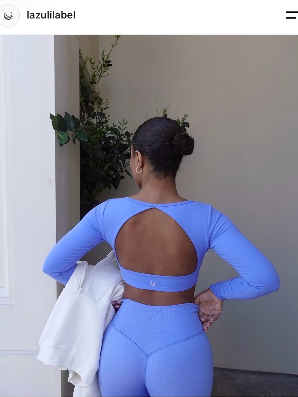 Lazuli Label Open-Back Long Sleeve Crop Top - Lavender